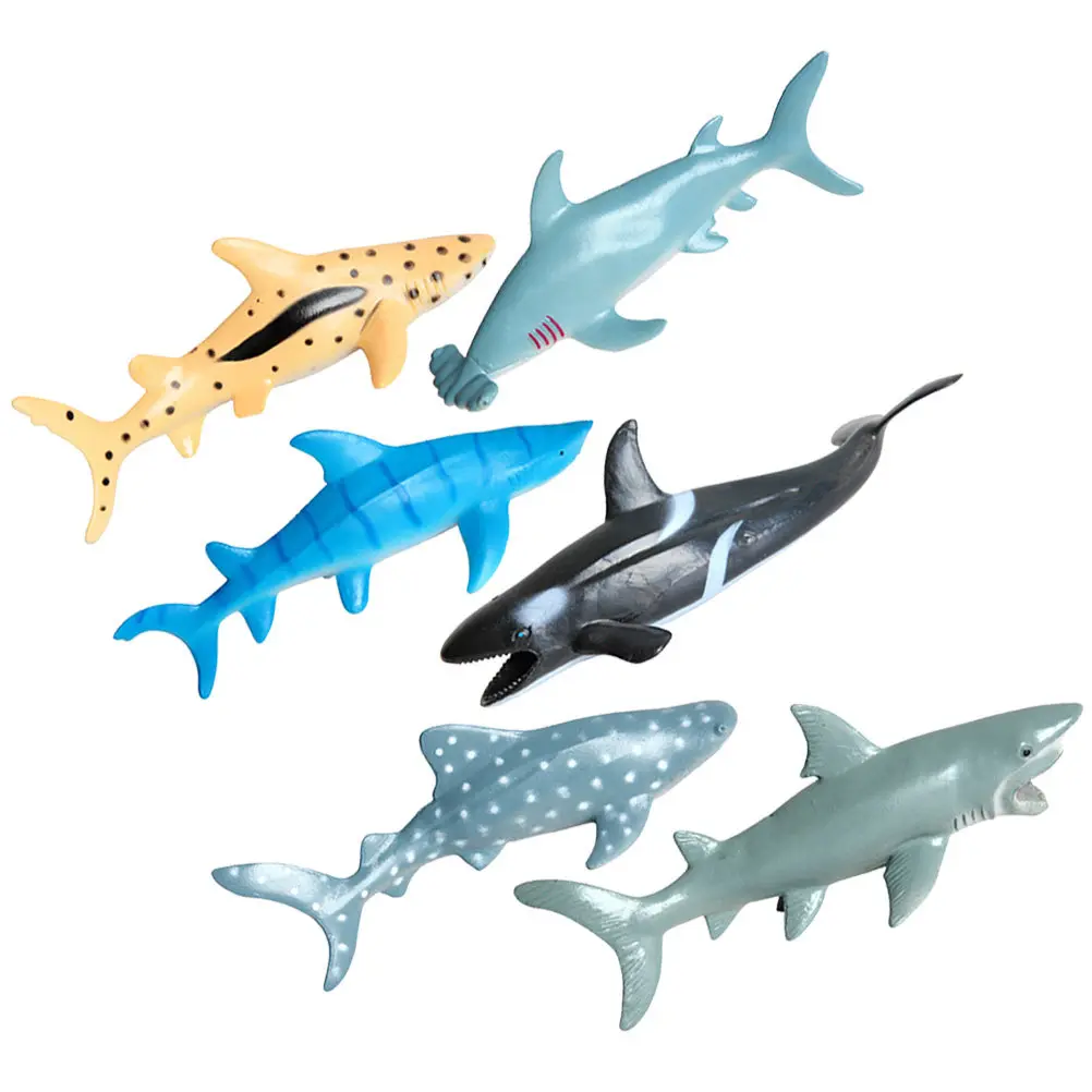 

6Pcs Simulation Ocean Animal Craft Plaything for Kids Room Desktop Decoration Fake Shark Ornament Teaching Prop Photograph