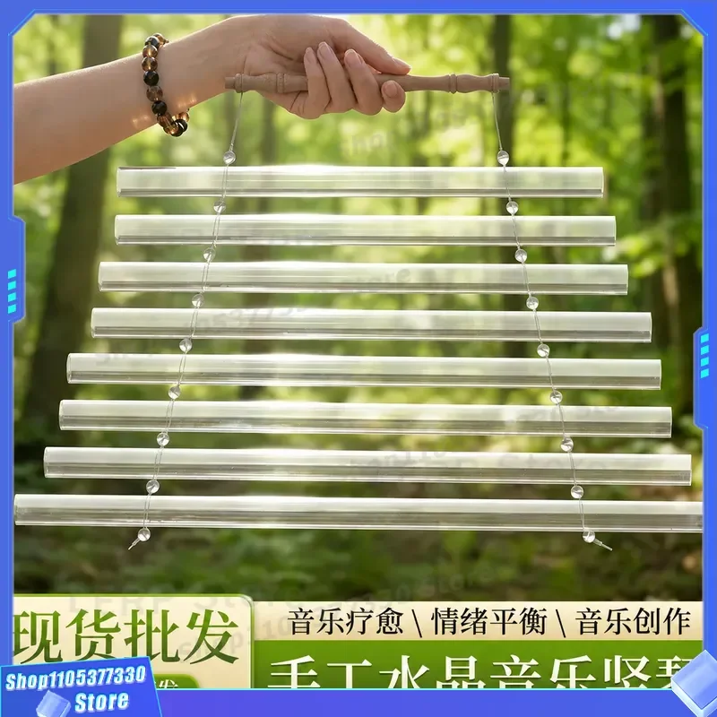 432Hz Transparent Crystal Harp Flower of Life Design Healing Meditation Music Instrument Percussion Tool for Sound Therapy