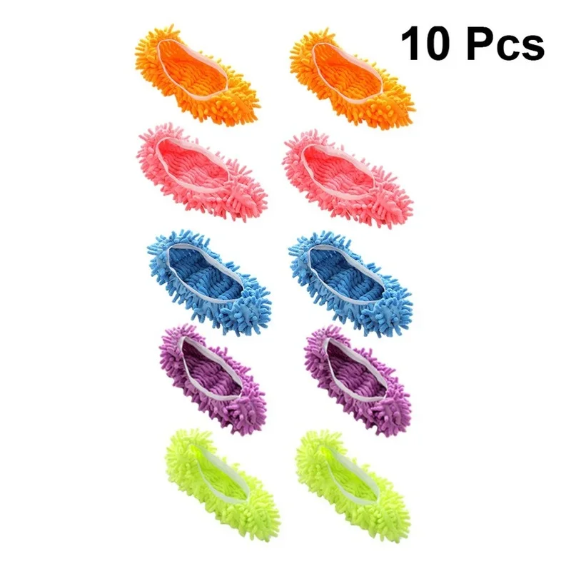 

10PCS Chenille Dust Mop Slippers, Multi-Function Floor Cleaning Shoe Covers, Hair Cleaner Socks