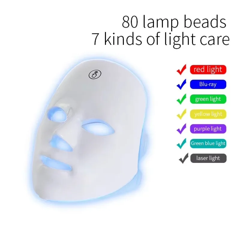 Wireless USB Rechargeable 7 Colors LED Facial Mask Portable Phototherapy Beauty Device With Custom Logo For Home Skincare