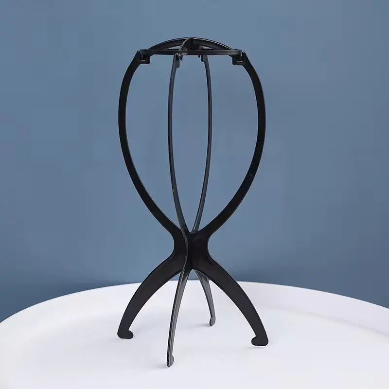 1PCS Wig Stand Portable Collapsible Wig Head Durable Plastic Wig Folding Wig Holder Wig Travel Short Hair Extensions Stands image 6