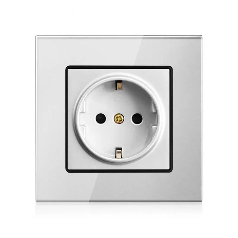 16A European socket European standard German wall socket tempered glass panel 10A 250V home decoration