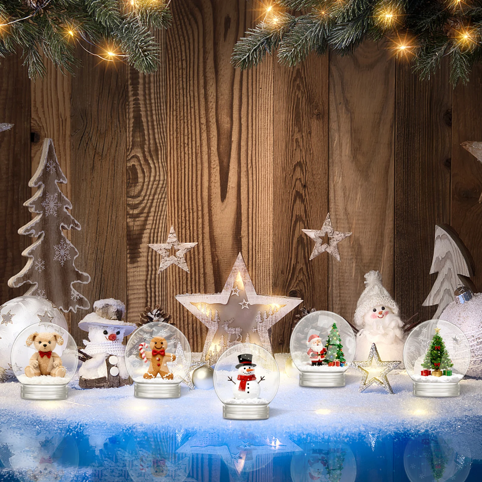 

10Pcs DIY Clear Water Globe Plastic Snow Globes for Christmas Craft Making Supplies Empty DIY Snow Globe Craft Globes