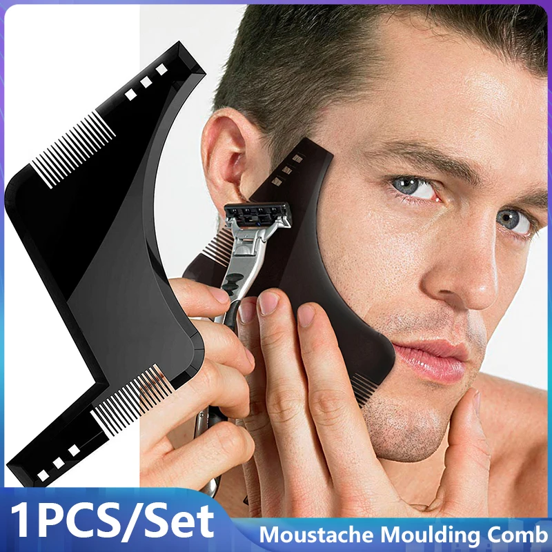 Straighten Comb Cutter Beard Style Accessories Black Plastic Moustache Moulding Comb Men Anti Detangler Moulding Trimmer Ruler