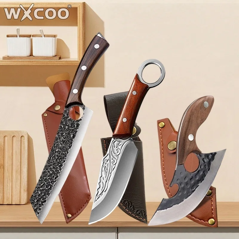 

WXCOO Kitchen Knife Stainless Steel Boning Knife Handmade Forged Fish Cutter Cooking Vegetable Fruit Utility Knife With Sheath