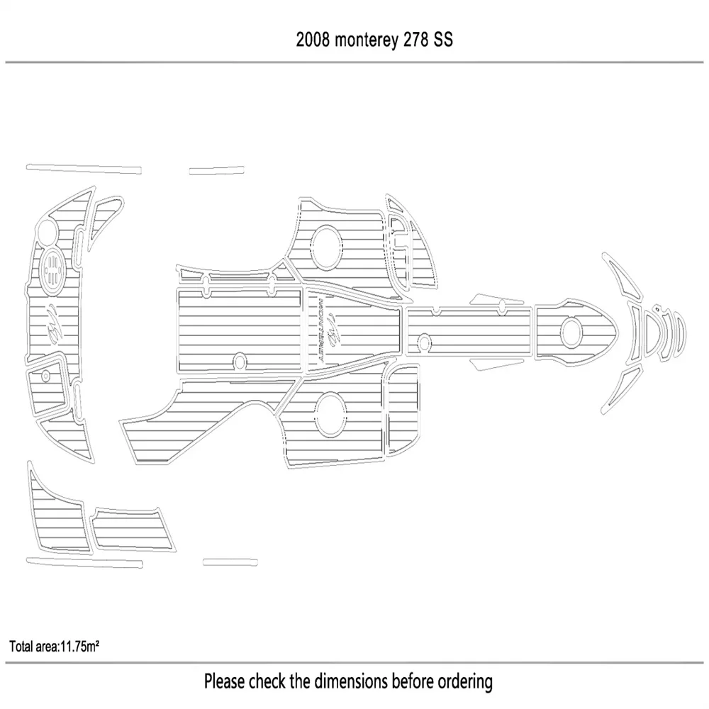 

2008 Monterey 278 SS Cockpit swimming platform Pads 1/4" 6mm EVA Teak floor Mat SeaDek MarineMat Gatorstep Style Self Adhesive