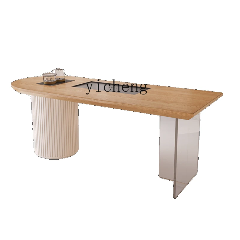 

ZK Solid Wood Balcony Small Tea Table New Chinese Acrylic Elm Red Oak Integrated Tea Making Table Simple