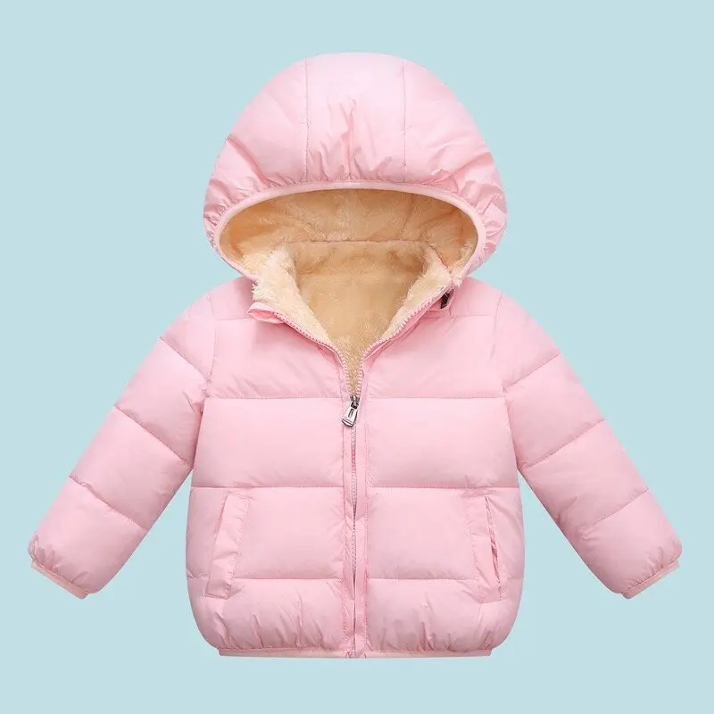 Winter Coat Girl Winter Thick Jackets For Boys Warm Plush Thicken Outerwear For Girls Fur Hooded Jacket Kids Clothes Snowsuit