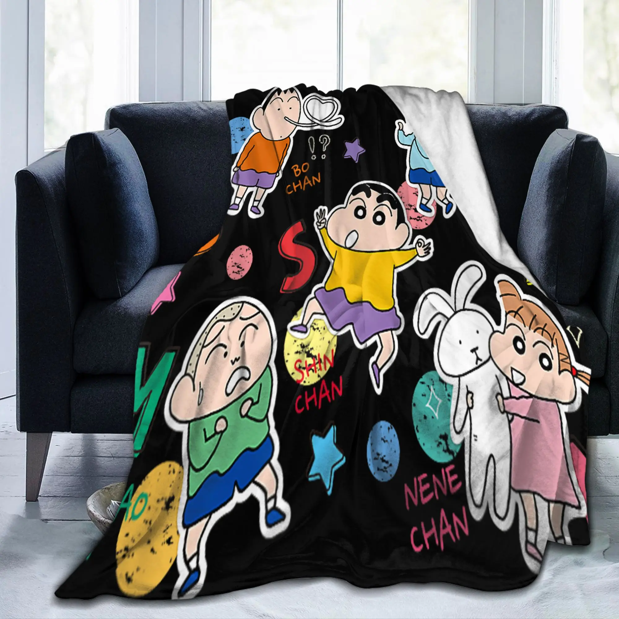 Crayon Shin-chan Wool Blankets Satou Masao Nini Tooru Bochan Custom Throw Blanket for Home 150*125cm Bedspreads