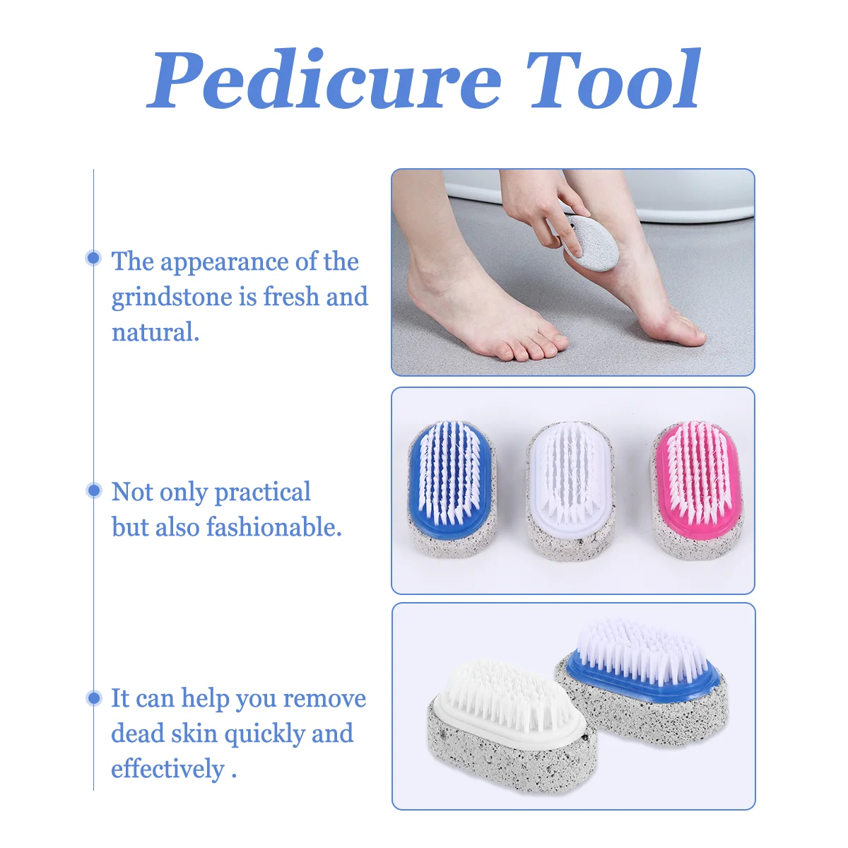 Pierre ponce pour enlever la peau, 6 pièces, brosse de pédicure, outils de callosités pour les pieds, naturel, multicolore