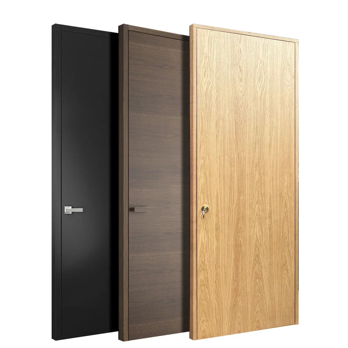 Prettywood American Oak Veneer Over Size Prehung Waterproof Modern Room Flush Design Interior Wooden Doors