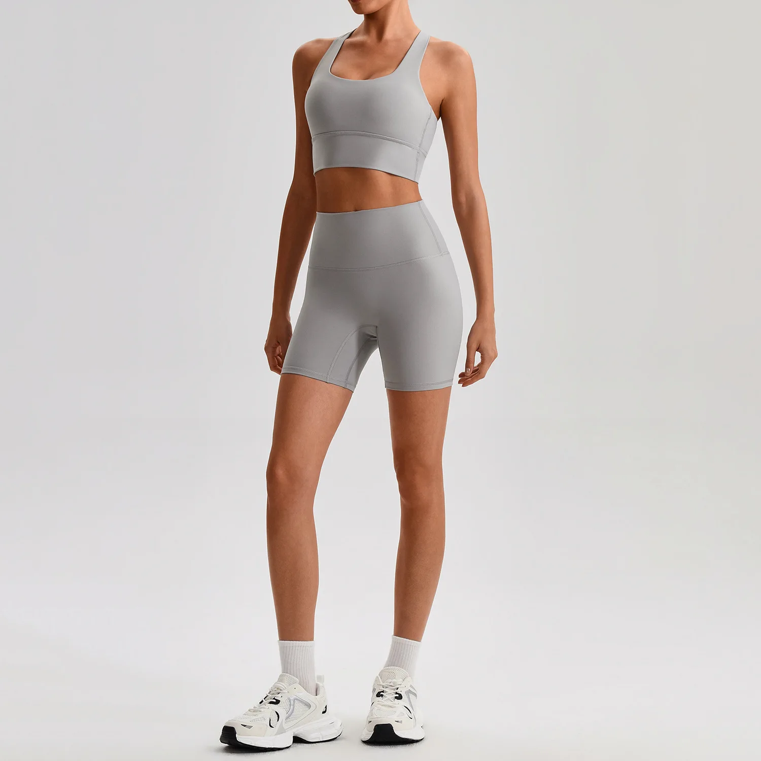 

Jenny&dave Tight Fitting Sports Suit Bra Nude Shorts Outdoor Running Fitness Yoga Suit Set For Women New Two Piece Set Women's