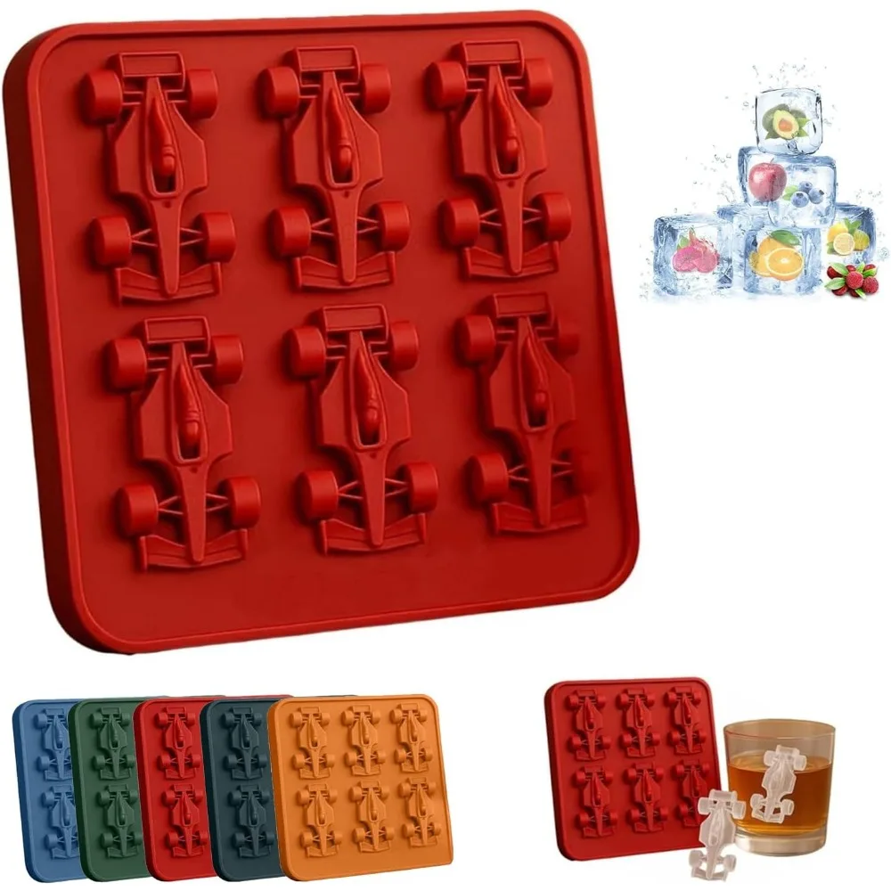 Formula Racing Car Ice Mold Reusable Silicone Racing Car Jello Molds 3D Race Car Shape Ice Tray Gift for Racing Enthusiast