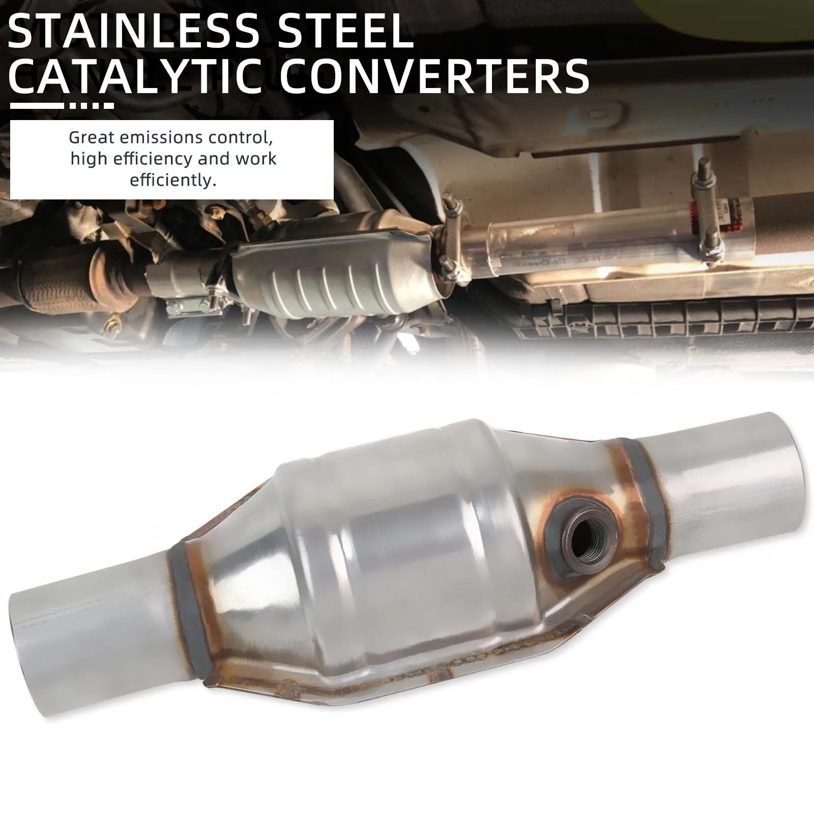 2" Stainless Steel Universal Catalytic Converter OBDII EPA Stainless Steel Weld-on Inlet/Outlet