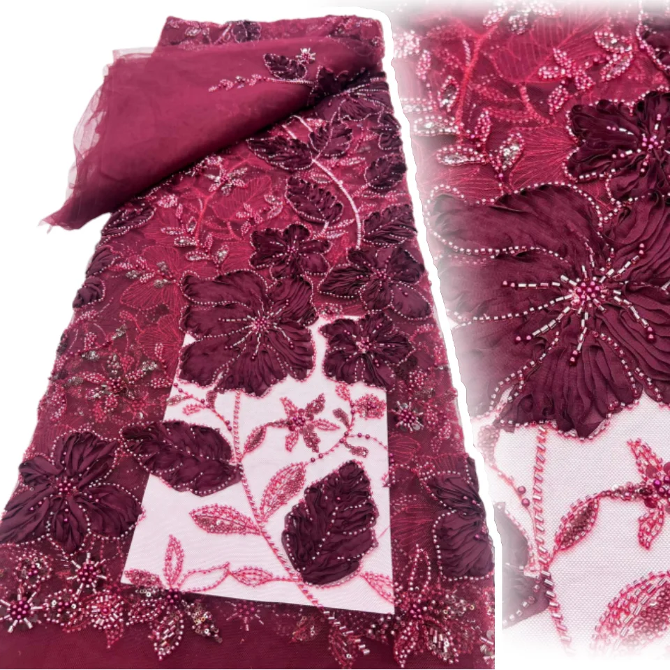 2025 melhor qualidade elegante delicado chiffon malha renda com pedras lantejoulas bordado tecido de tule para vestido de casamento costura sz1727