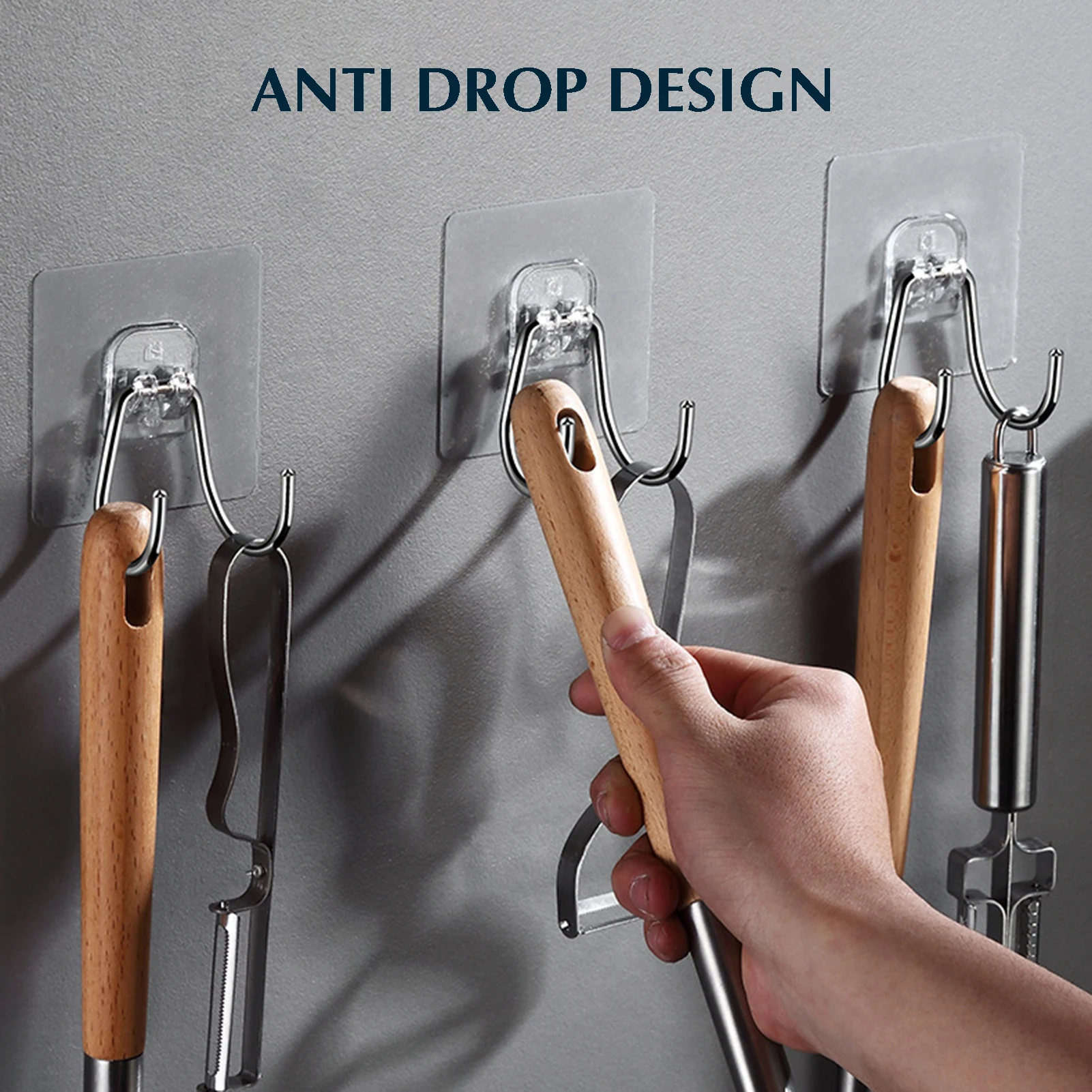 Stainless Steel Razor Holder Wall Hook Self Adhesive Sticky Kitchen Bathroom Key Hanger Storage Waterproof Towel Hanging Rack