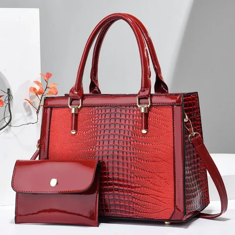 High Quality Crocodile Pattern Leather Single Shoulder Bag Business Casual Tote Handbag New Retro Female Crossbody Composite Bag