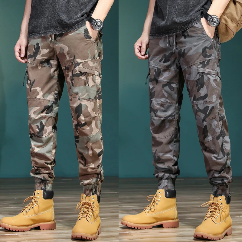 

Американский Sle уличная рабочая одежда в стиле ретро, тактические камуфляжные повседневные брюки, мужские тонкие универсальные облегающие брюки с манжетами
