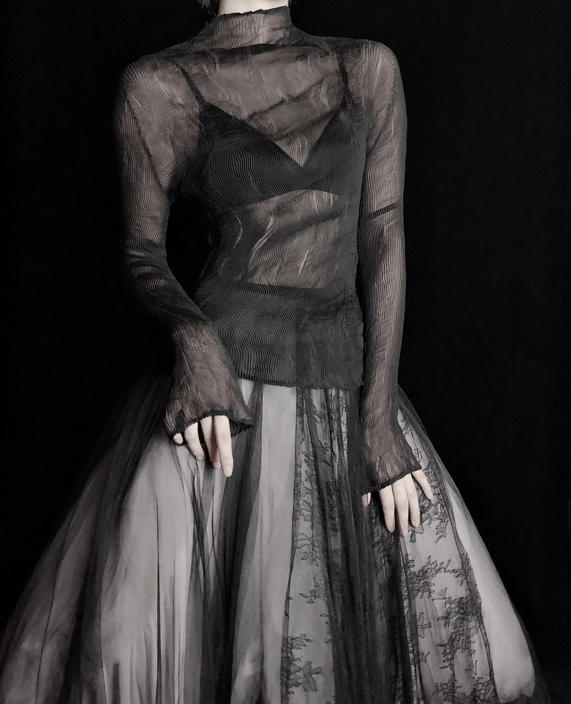 

k Design Women's Slim Fit Long Sve Top Thin Transparent Base irt Versatile Outerwear Fro for Young Girls