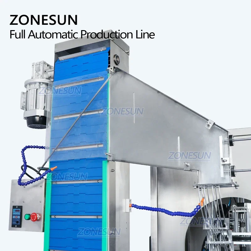 ZONESUN Automatic F-style Cream Lotion Paste Liquid Filling and Capping Machine With Cap Feeder Production Line