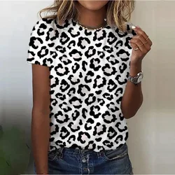 Enthusiasm Hot Sexy Animal Leopard Texture 3D Painting Lady's T-shirts 2024 Fashion Tend  Street Casual Style Women's clothing