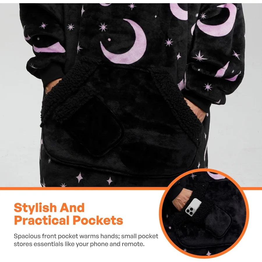 Giggling Getup يمكن ارتداؤها بطانية هوديي للنساء والرجال شيربا الصوف مقنعين بطانية البلوز دافئ دافئ شيربا يمكن ارتداؤها Thro
