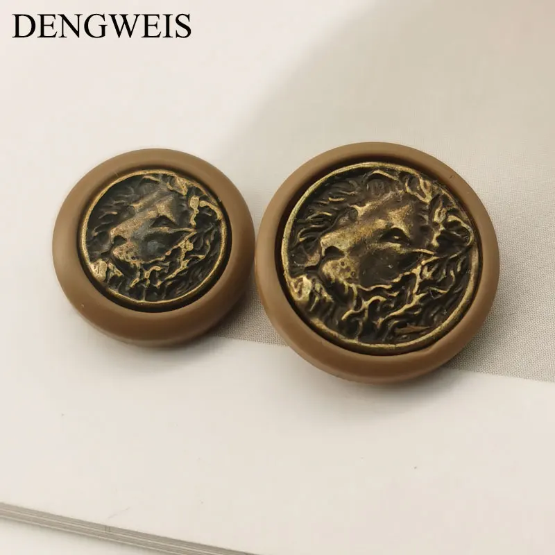 15mm 17mm Harz und Metall Kombination Löwenkopf Muster kleine Knöpfe Hemd Manschetten Kleidung Nähzubehör Nähen Knöpfe – Detail 1