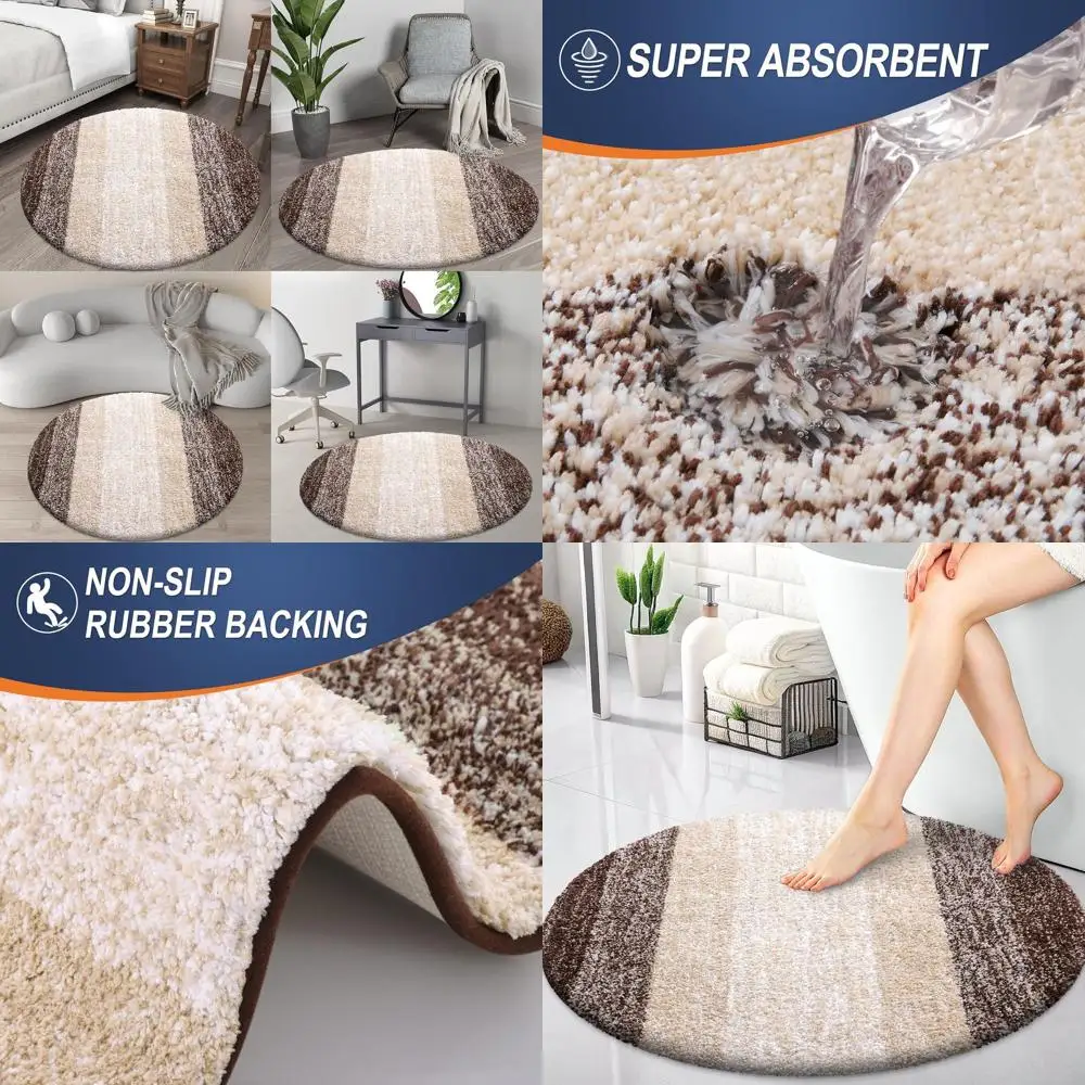 

30 Soft & Absorbent Microfiber Bathroom Rugs, Quick-Dry, Machine Washable Mats for Bath, Tub & Shower, Brown Home Decor