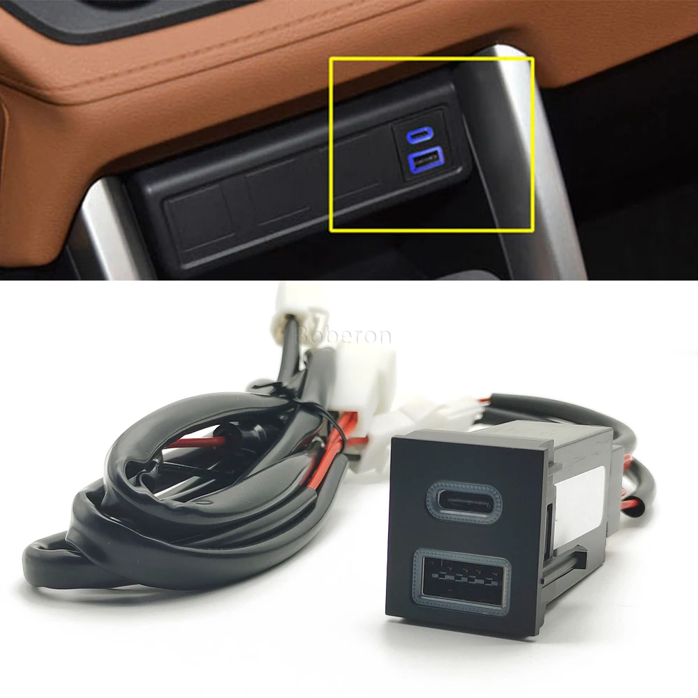 

1PC Double USB Charger Car Interface Socket Double Connector Double QC3.0 USB for TOYOTA RAV4 Wildlander