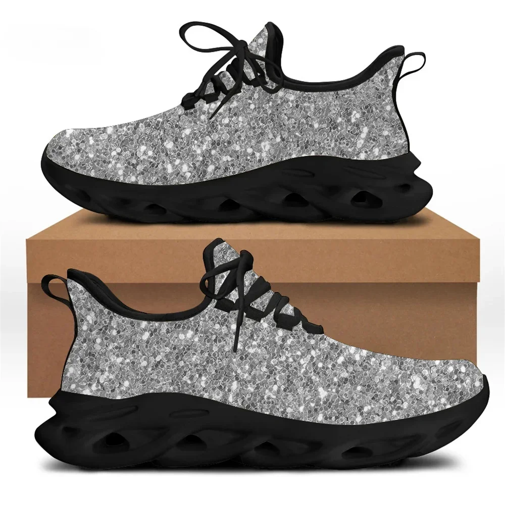 Silver Glitter Texture Printed Fashion Casual Men Shoes Flats Sneakers Comfortable Breathable Men's Walking Zapatos