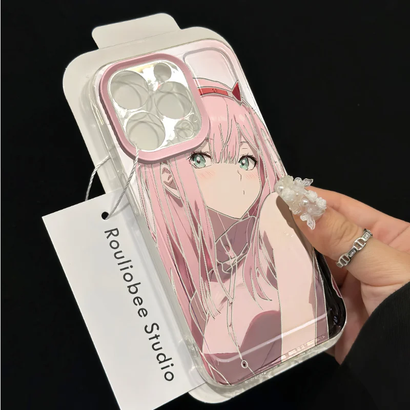 Japan anime DARLING in the FRANXX Zero Two Soft Clear Case protection per iPhone 15 14 13 12 11 Pro Max XR 7 8 Plus X SE Coque