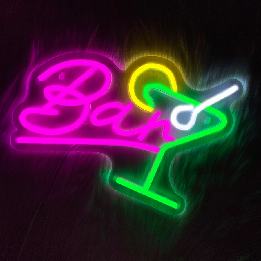 لافتة نيون بار لديكور الحائط، ضوء نيون LED لديكور بار البيرة، حانة منزلية، كهف رجل، حفلة الفندق، المتاجر، المطعم، يعمل بمنفذ USB #5