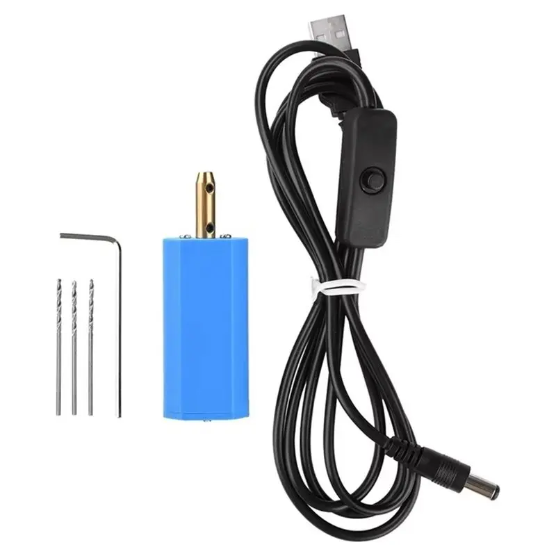ABRU-Miniature USB Drill 10000 RPM High Speed 5V Rotary Tool For DIY Wood Plastic Drilling With 1.5M Cable 3/6 Drill Bits