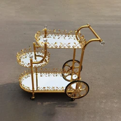 2022 New Design Fancy Wine Trolley With Wheels And Crystal Decoration