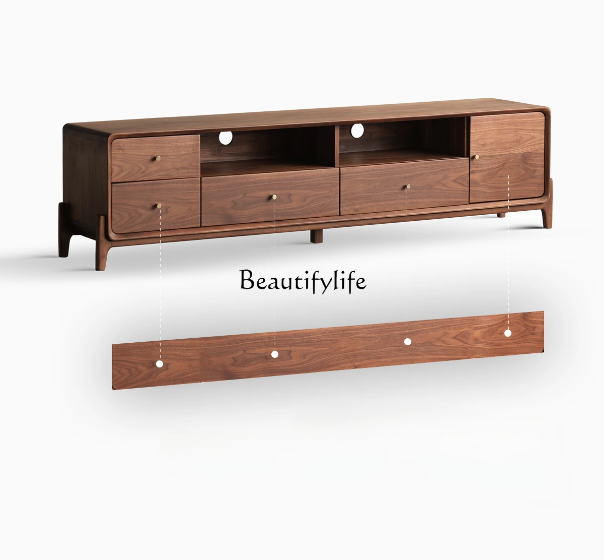 

North American black walnut TV cabinet minimalist Nordic all solid wood drawer floor cabinet