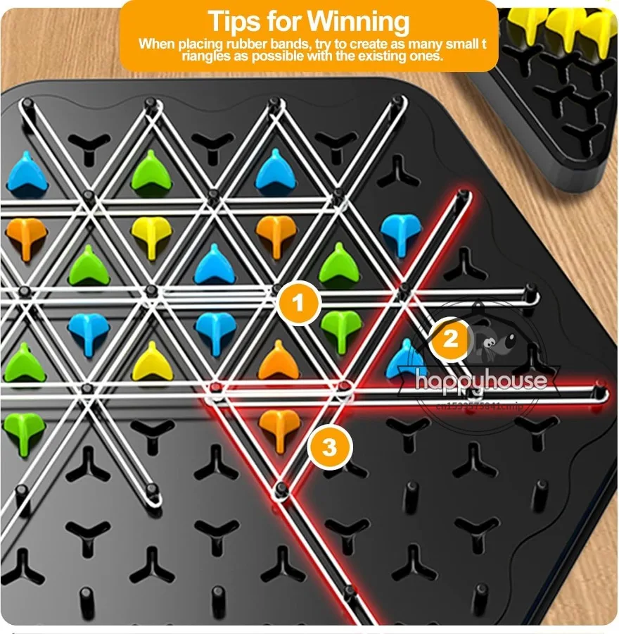 Chain Triangle Chess Game Triggle Board Game Triggle Rubber Band Game Family Interactive Board Game, Travel Board Game