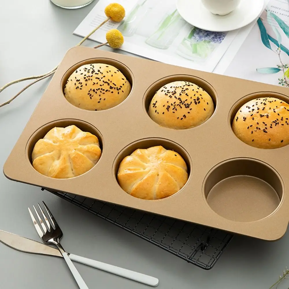 

Pie Bread Home Non-stick Easy to Release Carbon Steel Baking Tool Hamburger Bun Mold Muffin Tray Loaf Pan