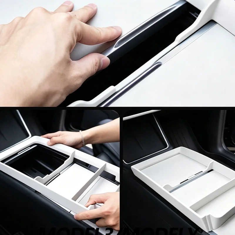For Tesla Model 3 / Y Highland & Model Y Juniper 2016-2026+ Center Armrest Storage Organizer Tray Center Console storage Box view 3