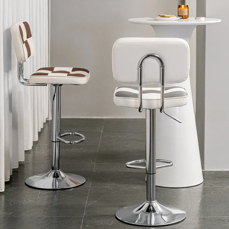 Modern High Foot Dining Chairs Lift Rotation Bar Chair with PU Cushion Counter Stools Stable and Load Bearing Front Desk Seats