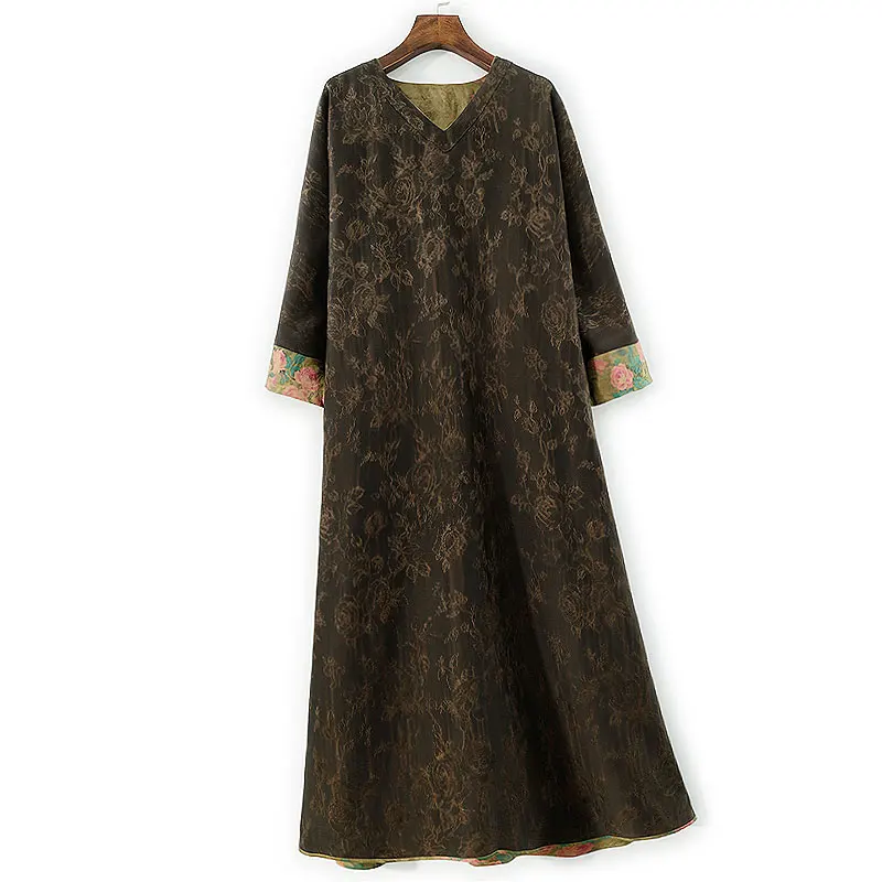 2025 Damenmode Herbst Neues Trägerkleid aus 100 % natürlicher Maulbeerseide, duftendes Wolkengarn, transparentes Gold, doppelseitiges Kleid mit V-Ausschnitt