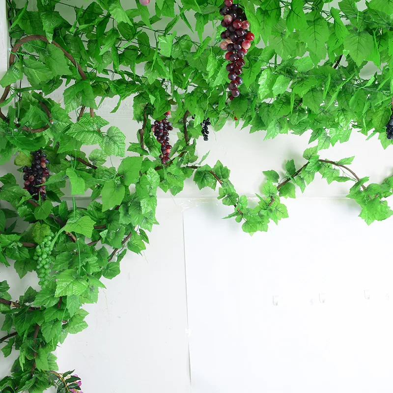 6PC Artificial Green Rattan Garland Plant Foliage Home Decor Rattan String Wall Decoration Fake Hanging Vine Leaf Ivy