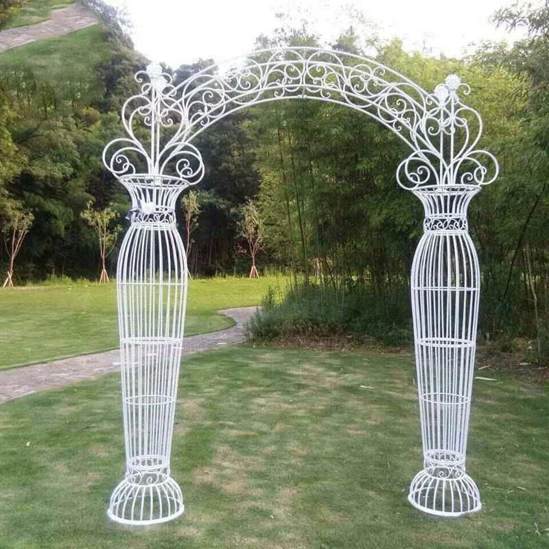European-style Wedding Iron Arch Frame White Flower Gate for Wedding Entrance Garden Decoration