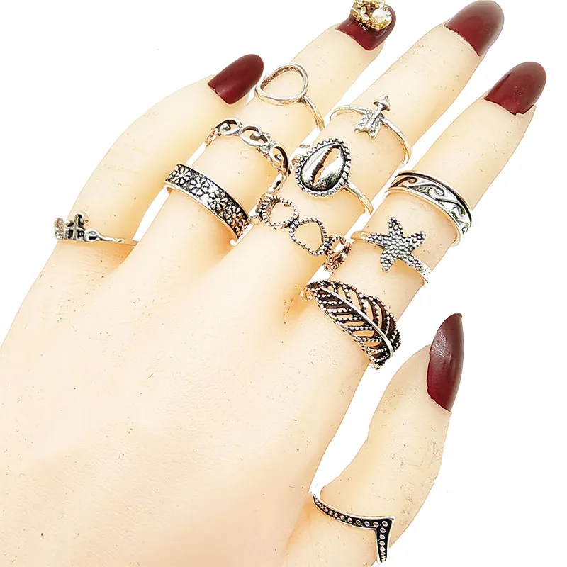 30pcs/Lot Jewelry Factory New Hollow Leaf Shell Star Flower Gold Color Lightning Starfish Finger Rings For Women Rock Bar Girls