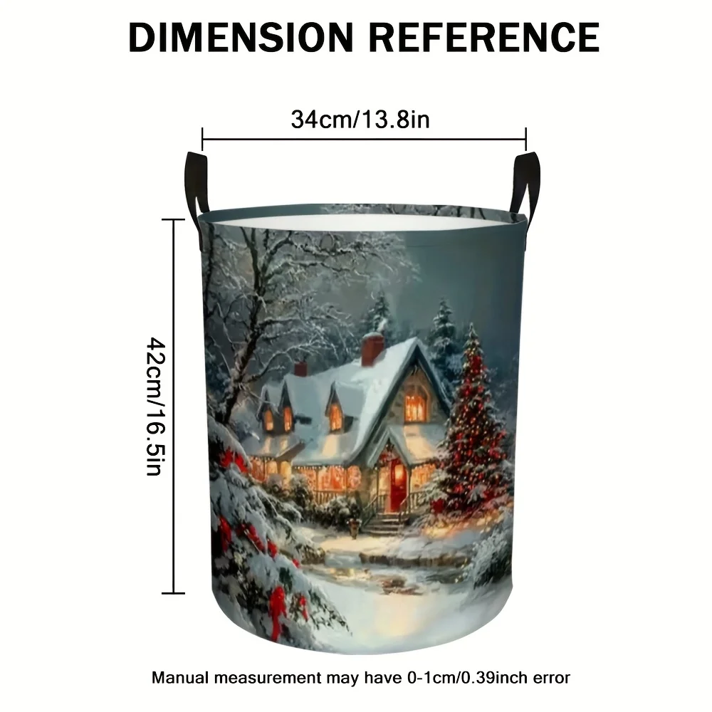 Merry Christmas decorations Christmas houses and covered cedar trees, Polyester, for Garden Garbage Bags with Handles