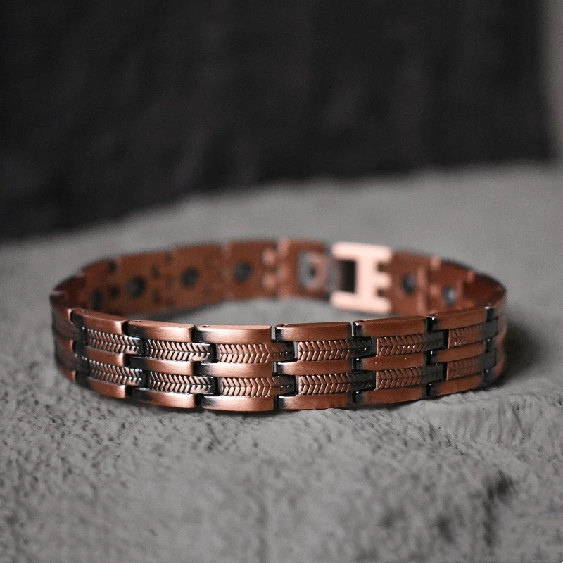 Vintage Copper Bracelet for Men, Germanium Magnetic Chain Link for Health & Energy, Arthritis Therapy Jewelry Gift