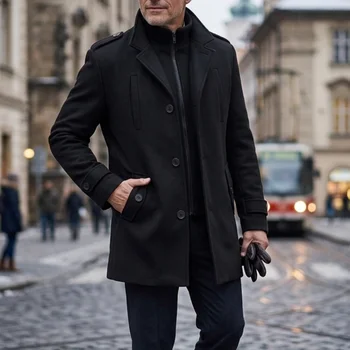 New Men's Autumn/Winter Trench Coat - Double-Layered with Multi-Pockets | Practical Streetwear & Business Casual Jacket Mans 8