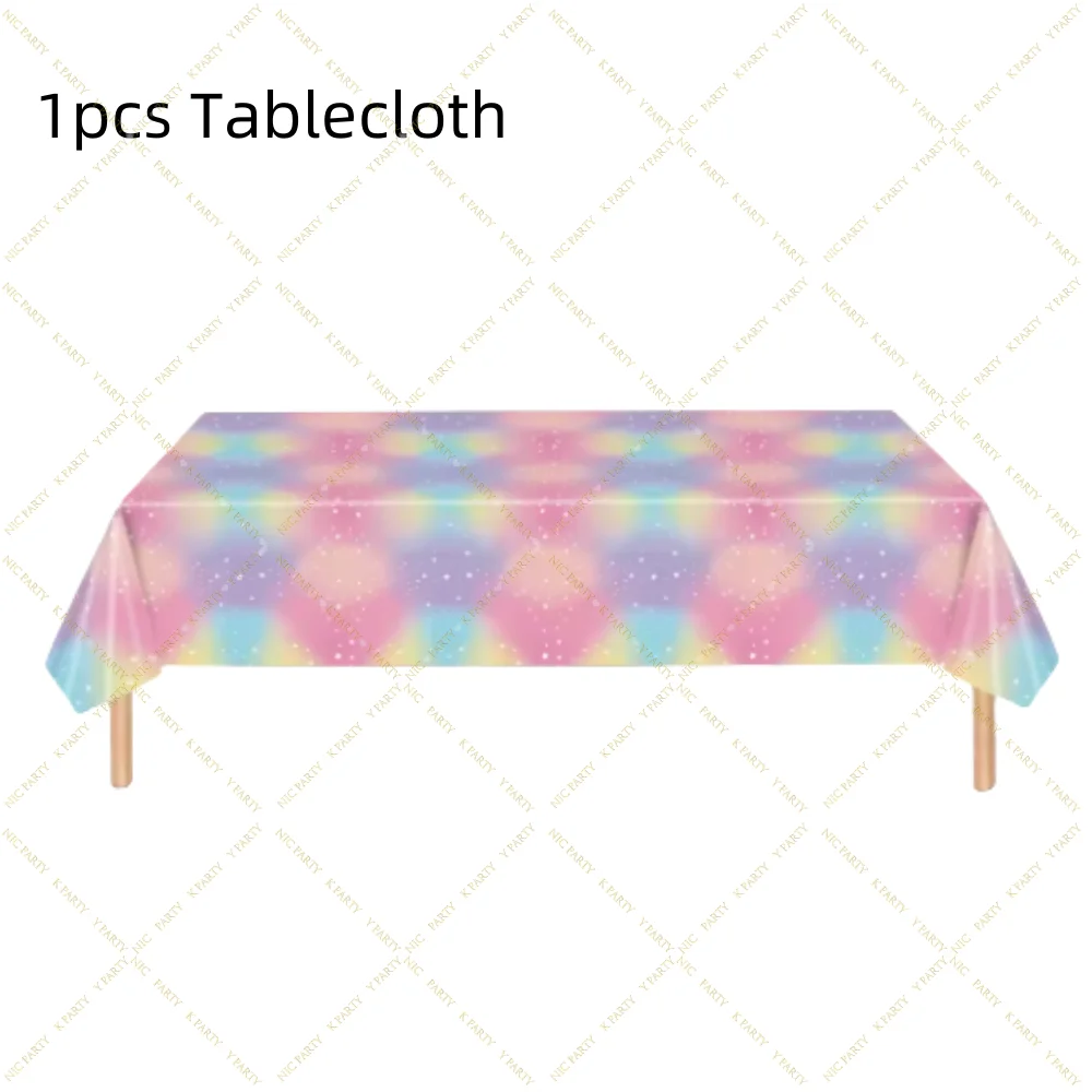 Rainbow Pink Star Birthday Party Decoration Macaron Party Supplies Plates Cups Napkins Tablecloth for Girls Birthday Baby Shower