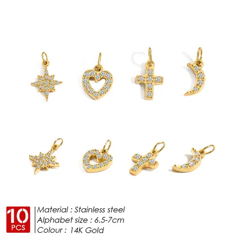 이만코 10개 스테인리스 스틸 지르콘 레터 펜던트 여성 DIY 목걸이 쥬얼리 제작 48시간 배송