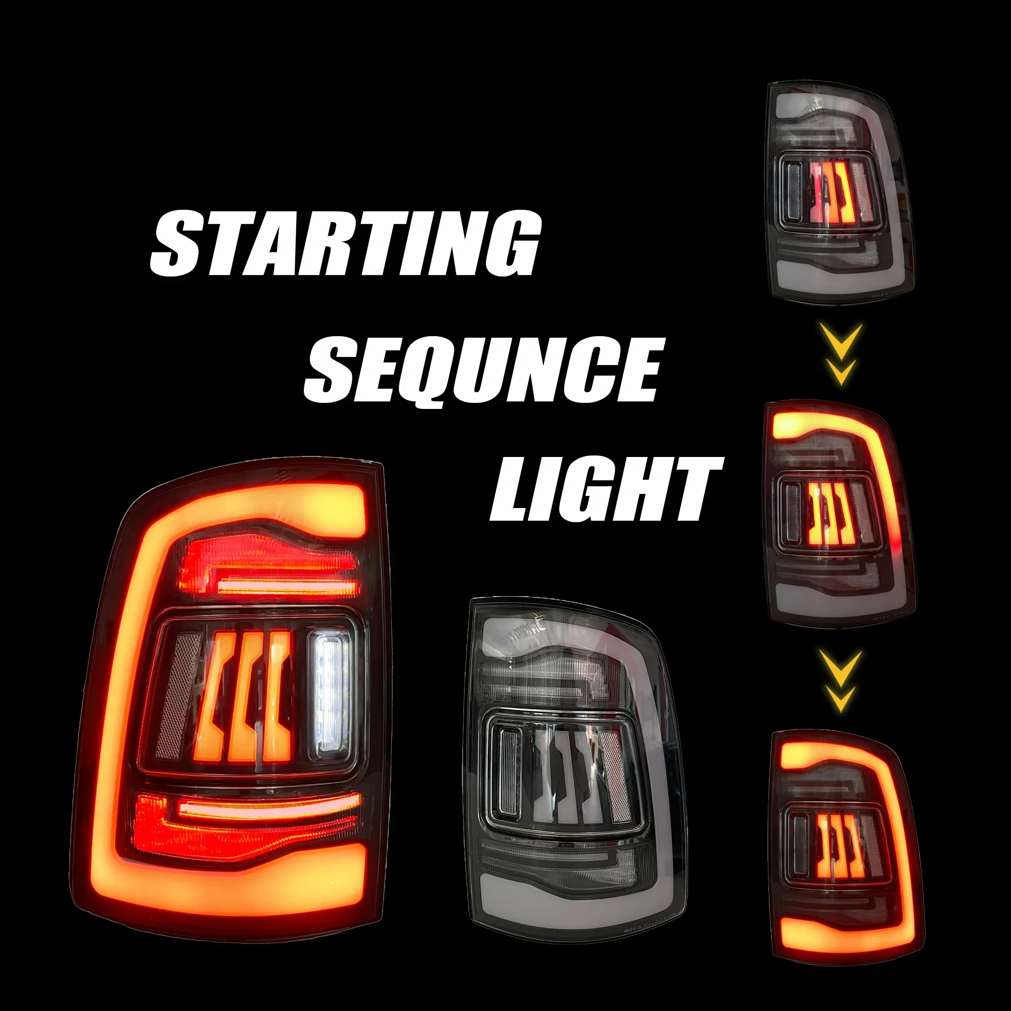 ไฟท้าย LED Motion 2009-2018 สำหรับรถ Dodge RAM 1500 RAM2500 RAM3500 ปี 2013-2018 อะไหล่รถยนต์