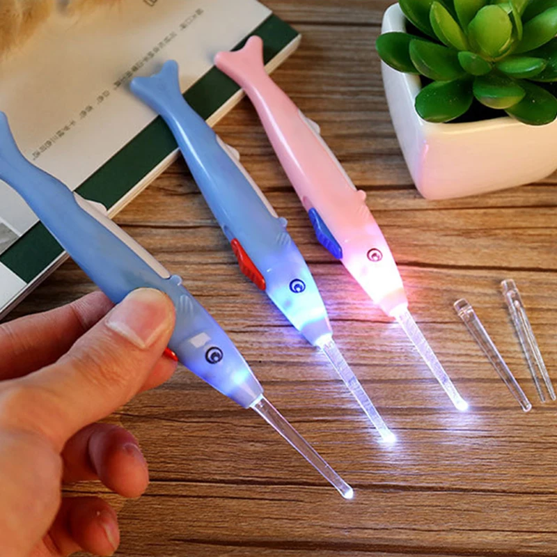 Baby Ear Pick LED Light Flashing Child Kids Ear Spoon Cleaner Wax Earwax Remover Luminous Earpick Ear Care Tools Random Color